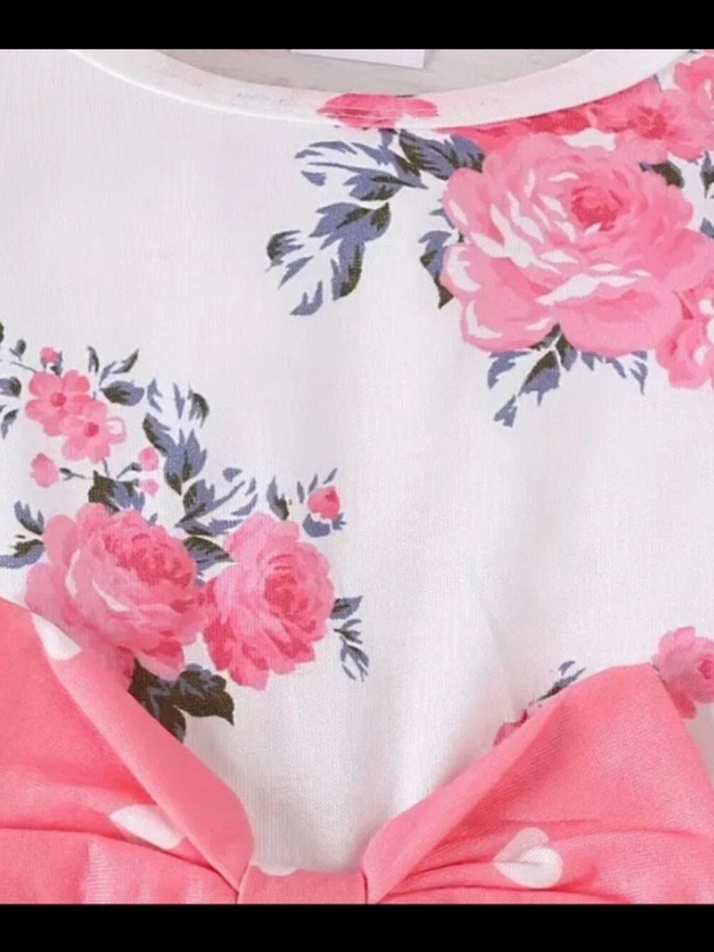New Girls Pink & White Floral Spring, Summer Top & Pants Set Size 12-18M - Picture 5 of 6